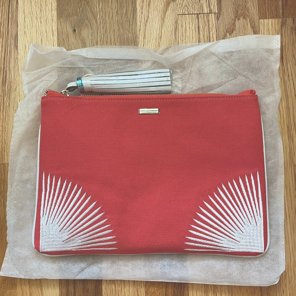 Melissa Odabash Embroidered Canvas Clutch